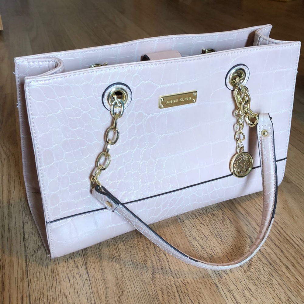 anne klein pink alligator skin purse